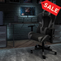 Flash Furniture CH-187230-GY-GG X30 Gaming Chair Racing Office Ergonomic Computer Chair with Reclining Back and Slide-Out Footrest in Gray LeatherSoft